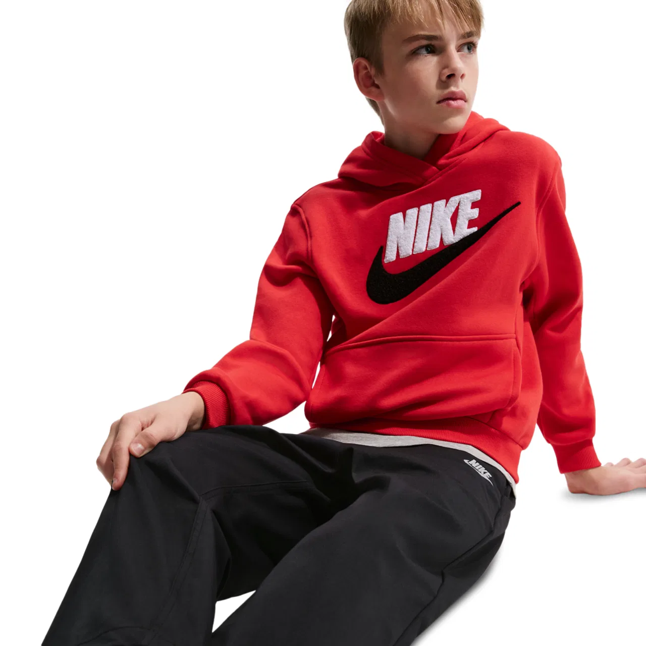 Брюки для мальчиков Club Woven Everyday Pant Nike, черный/белый — фото 3