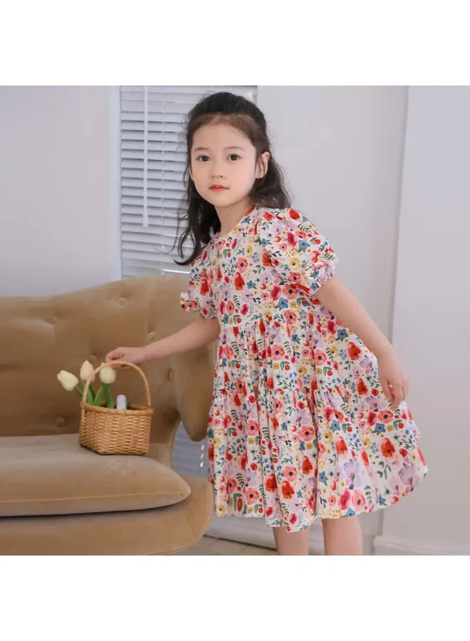 Tu Tu Xiao Xiang Платье с цветочным принтом детское хлопковое Tutu Xiao Xiang, красный — фото 2