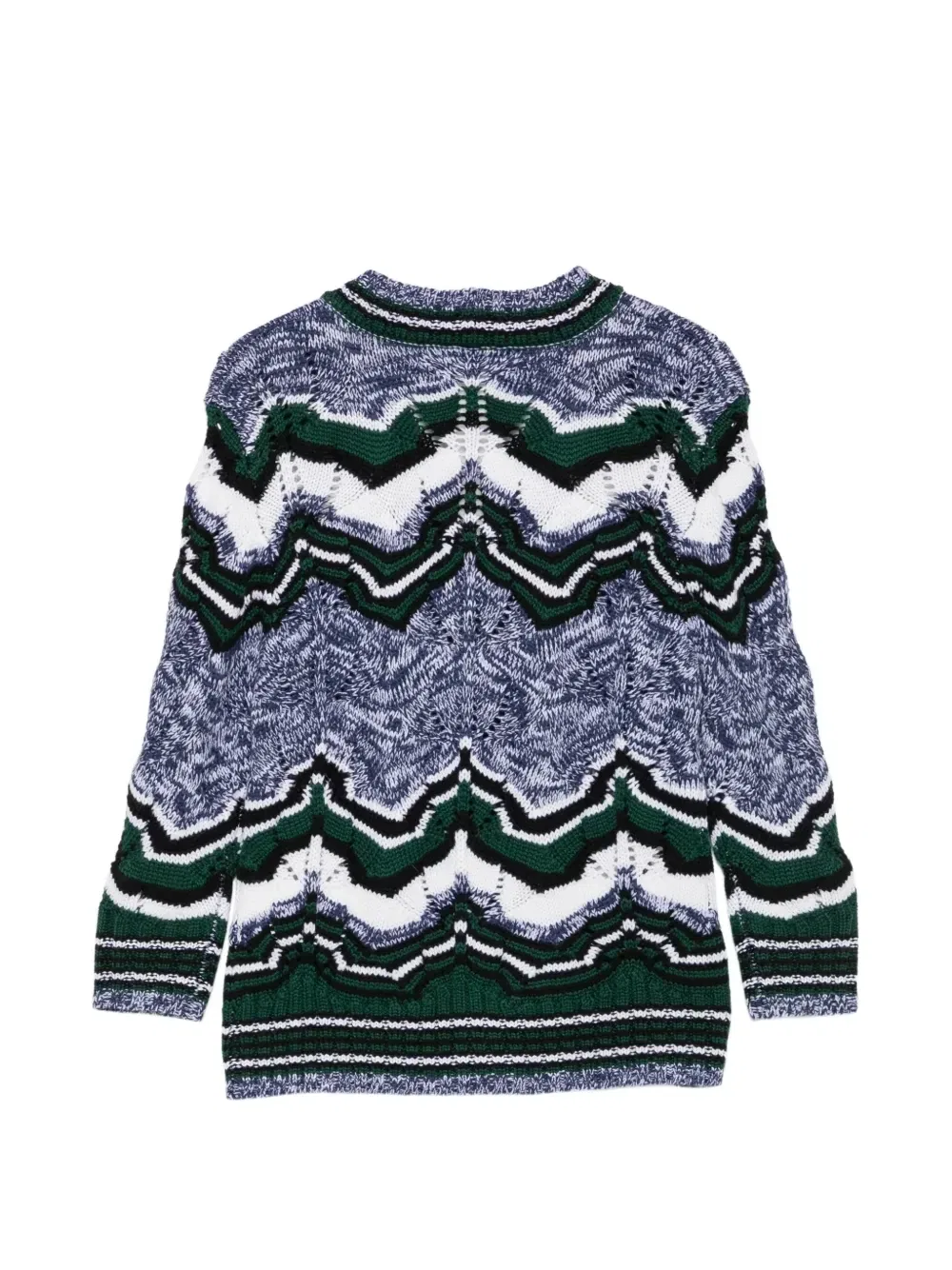Кардиган с V-образным воротом и зигзагообразным узором Missoni Kids, синий — фото 2
