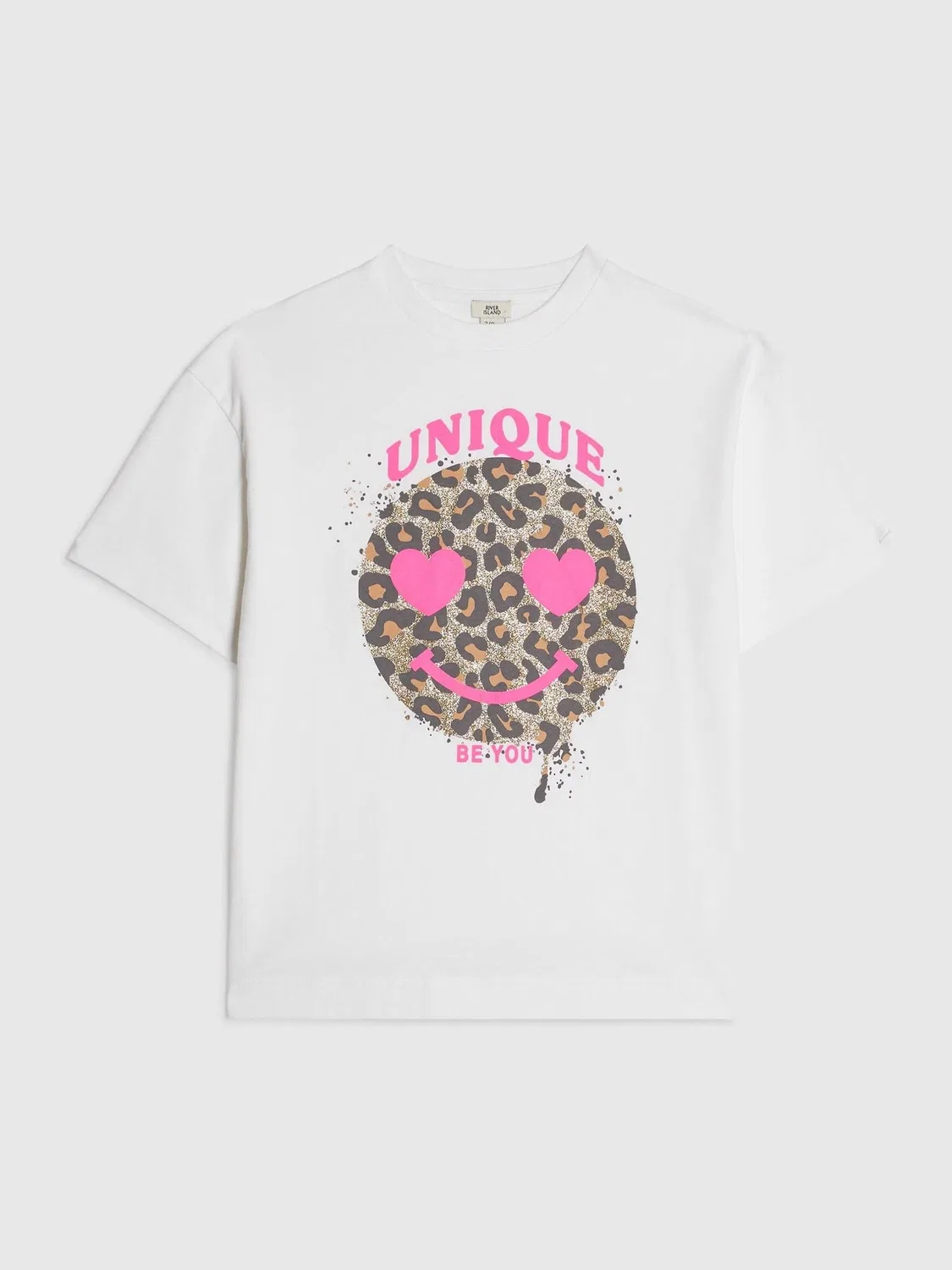 Футболка с принтом Leopard Smiley River Island, белый