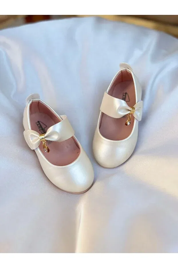 Детские балетки для девочек из искусственной кожи Görkem Bebe Ayakkabı Ve Tekstil, Beige — фото 3
