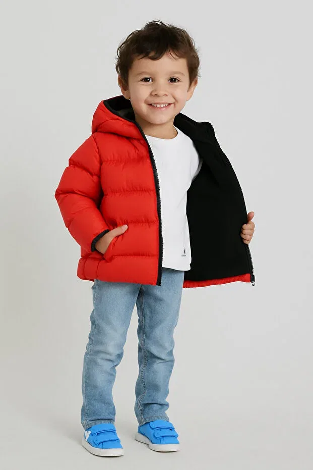 Детское пальто для девочек с капюшоном Basics Blayn Jeans, Red — фото 2