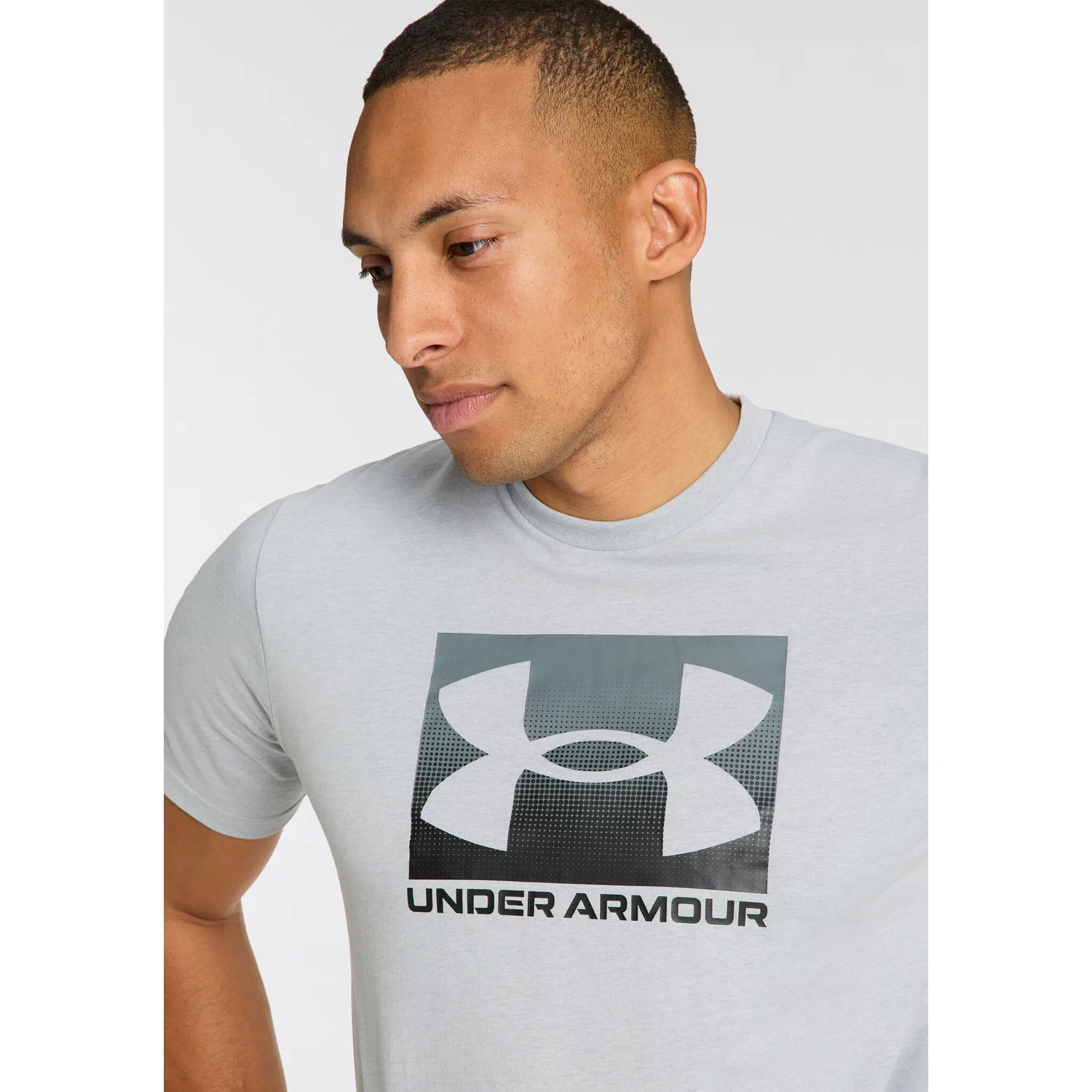 Детская хлопковая футболка с логотипом Under Armour, Light Gray — фото 4