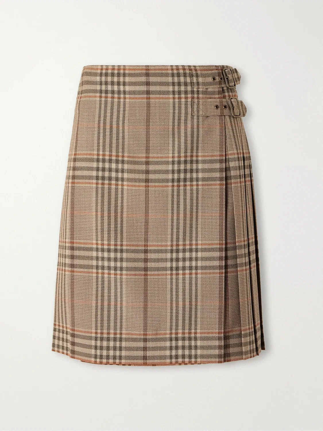 Плиссированная мини-юбка из шерсти в клетку Burberry, бежевый