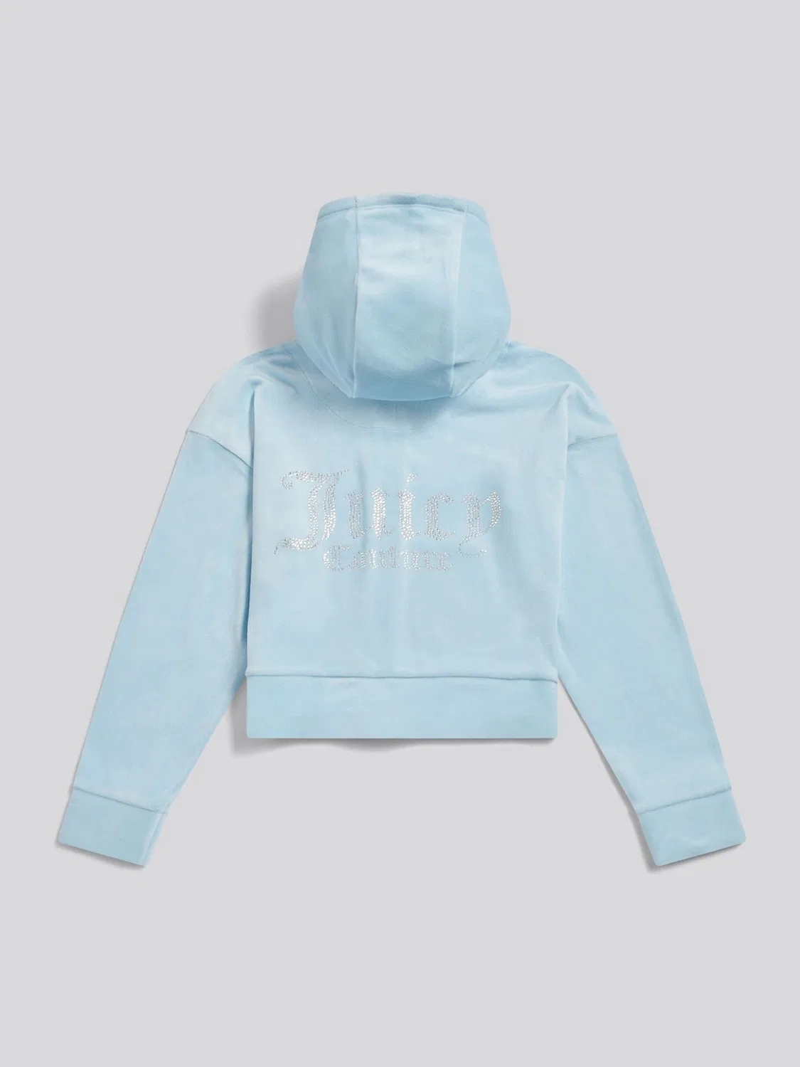 Худи кроп-велюр с диамантовым лого Juicy Couture, синий — фото 2