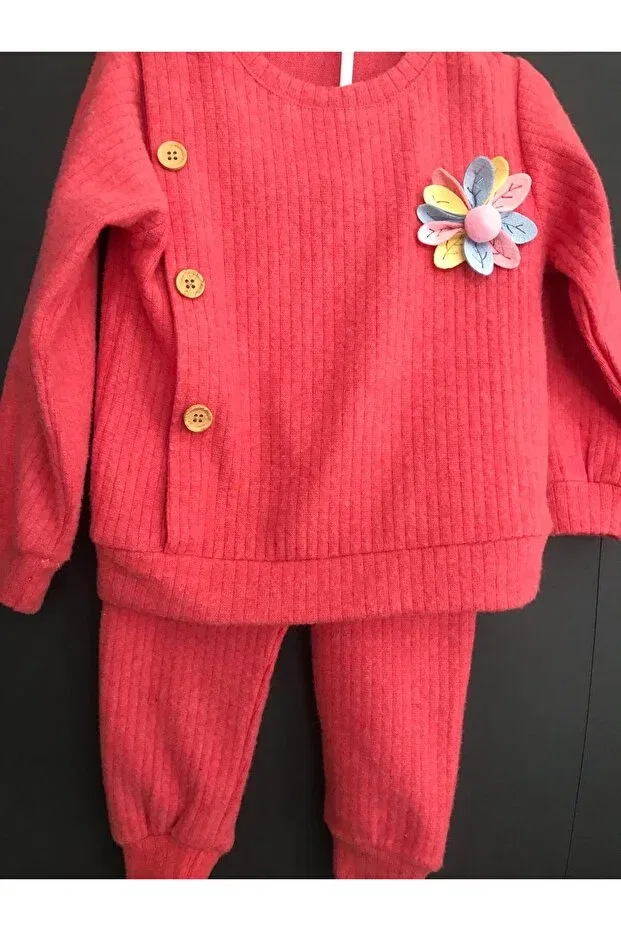 Детский костюм для девочек с цветочным принтом Gülüce Butik, Puppy Mouth Pink