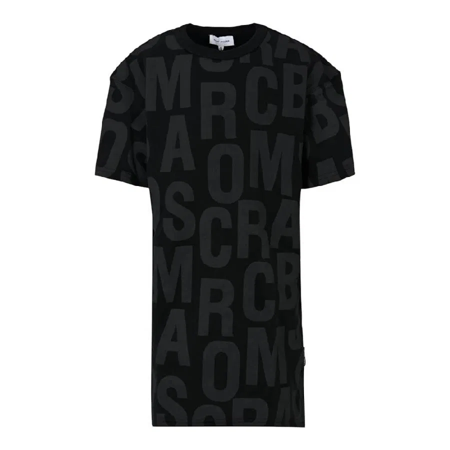 Платье хлопковое с коротким рукавом Monogram Logo Cotton Dress Little Marc Jacobs, Black