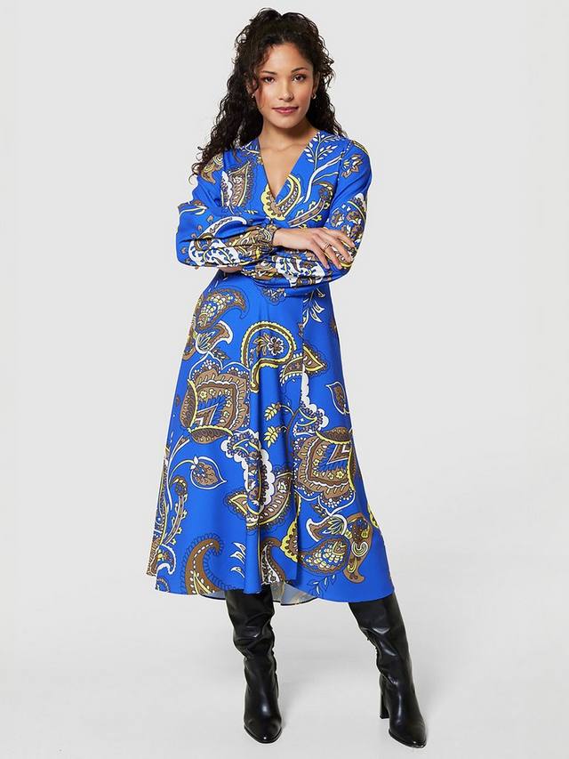 

Платье с высокой низкой оберткой Closet London, цвет Royal Blue/Multi