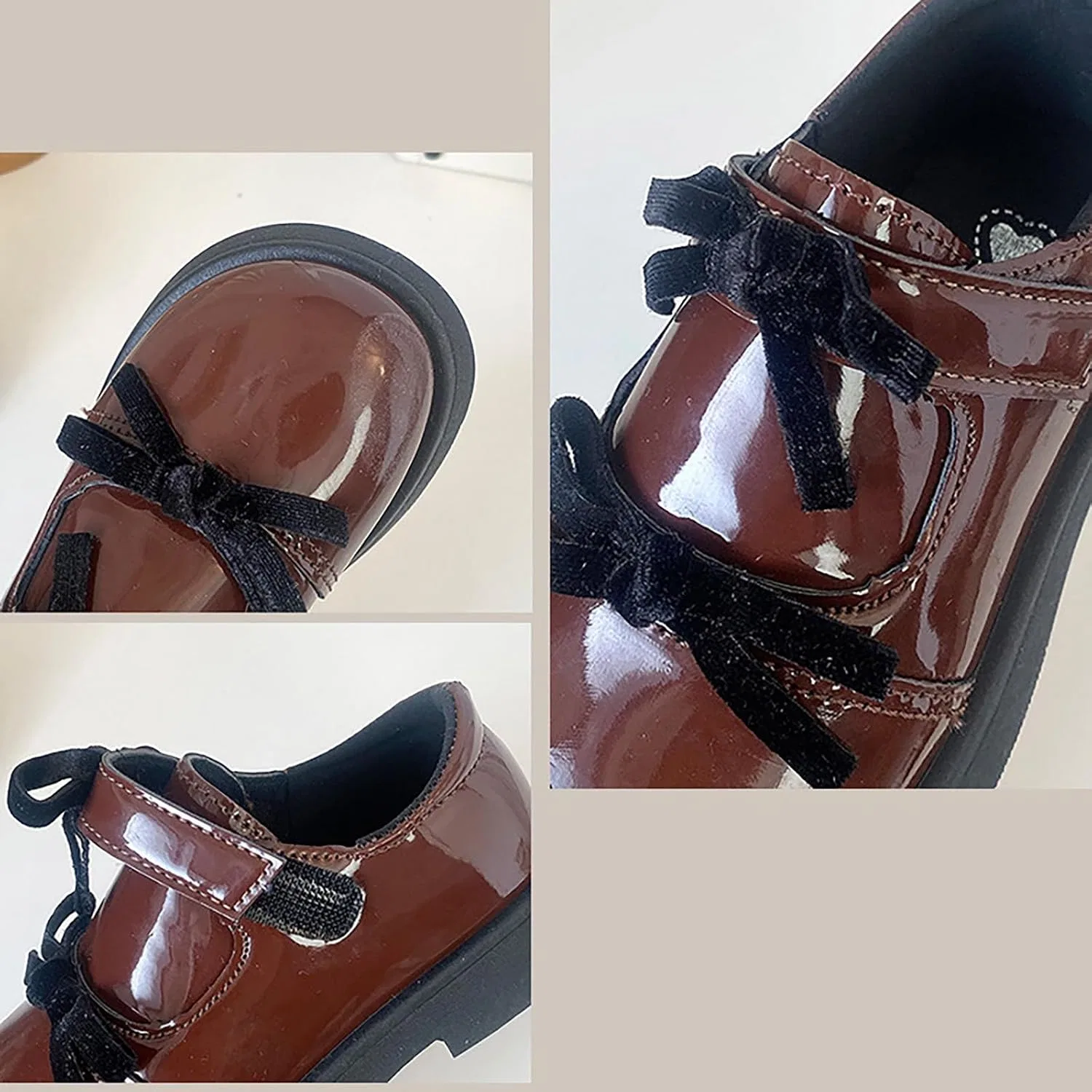 Детские туфли для девочек с бантом, модель Princess Mary Jane Ballerina Flats, Brown — фото 2
