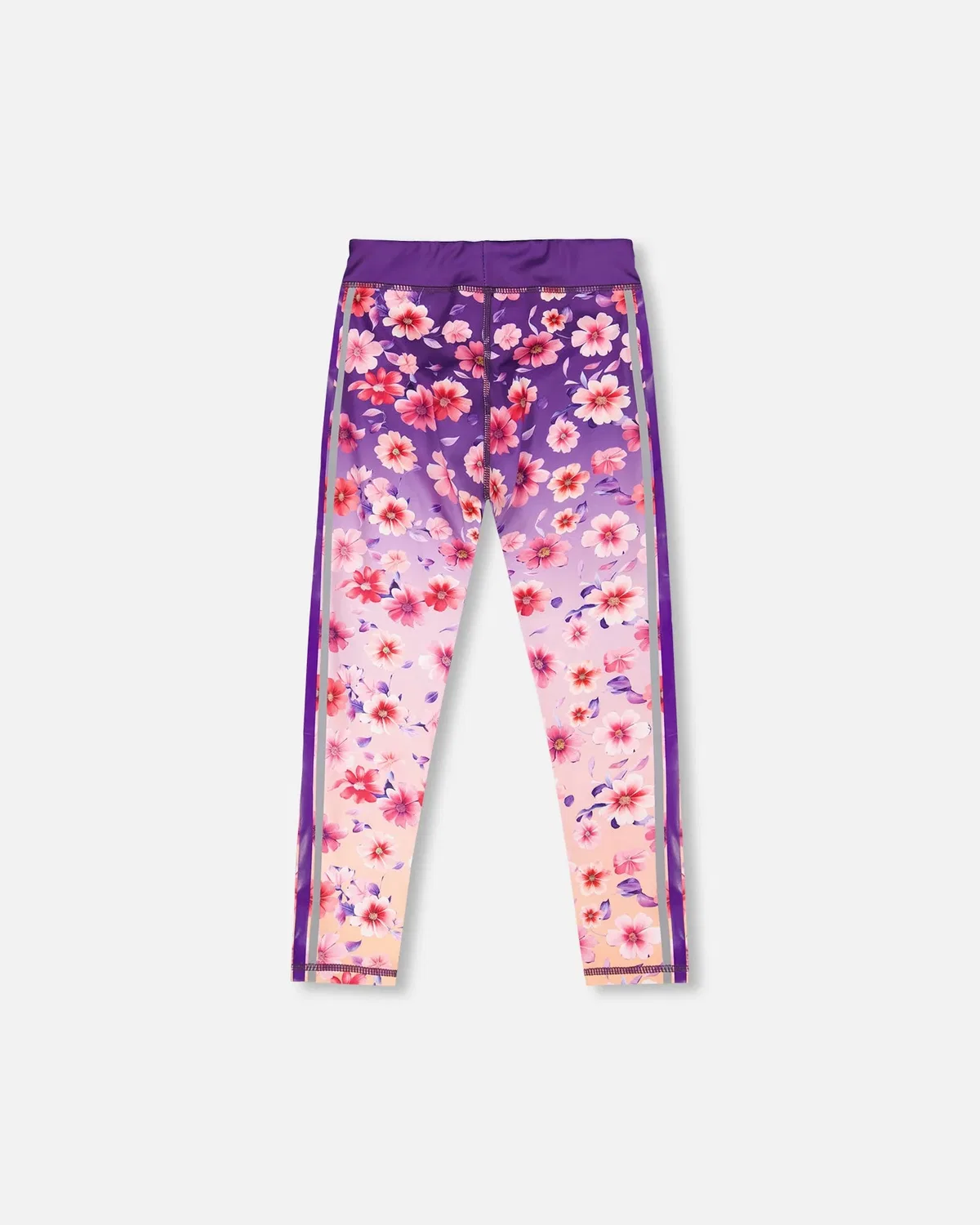 Детские спортивные леггинсы с принтом Deux par Deux, Mauve Floral Gradient — фото 2