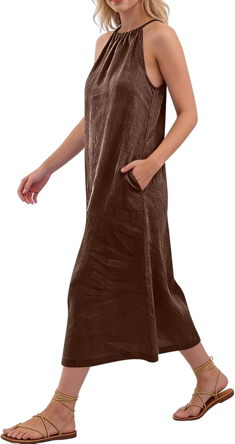 Женское платье с открытой спиной Summer, Brown