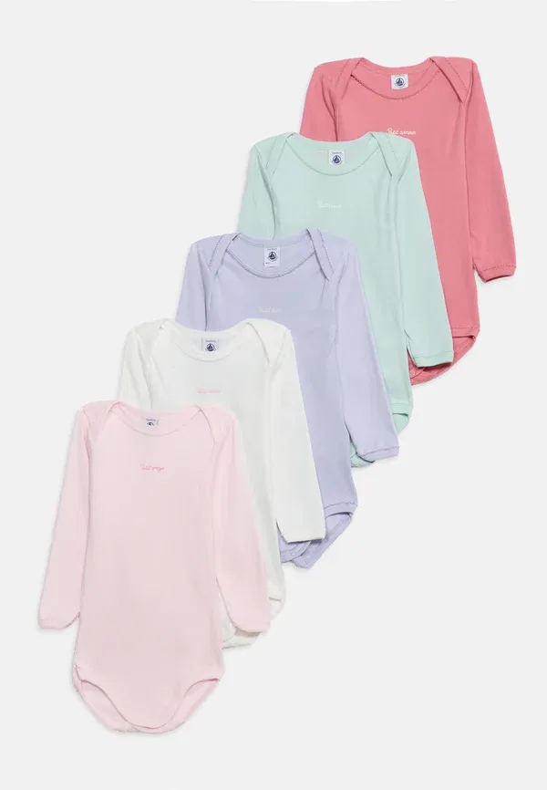 Комплект боди из хлопка Bebe debout, Petit Bateau, Pink, Lilac, Green, зеленый/розовый/сиреневый