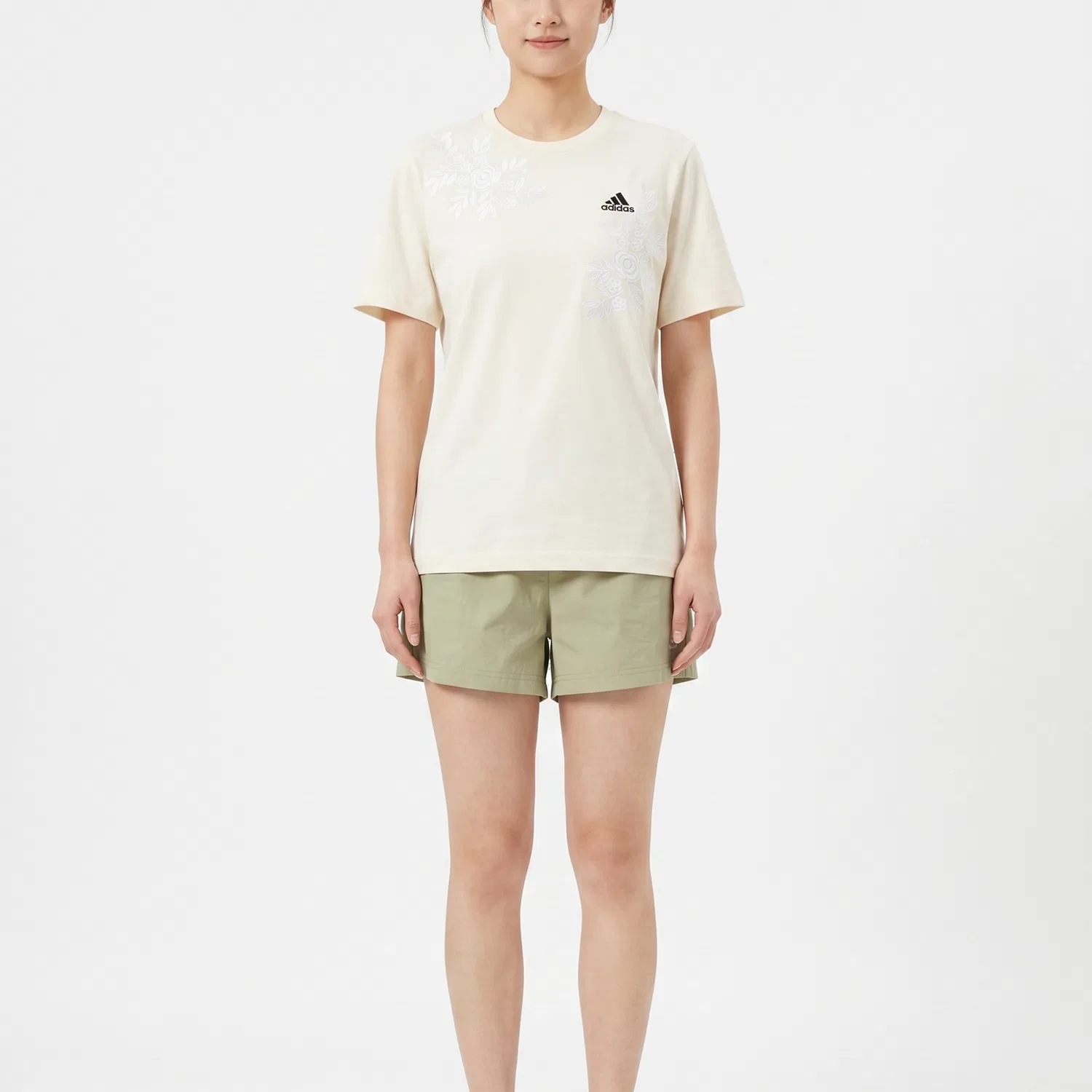 Детская футболка с принтом Adidas MUST HAVES, Ecru — фото 4