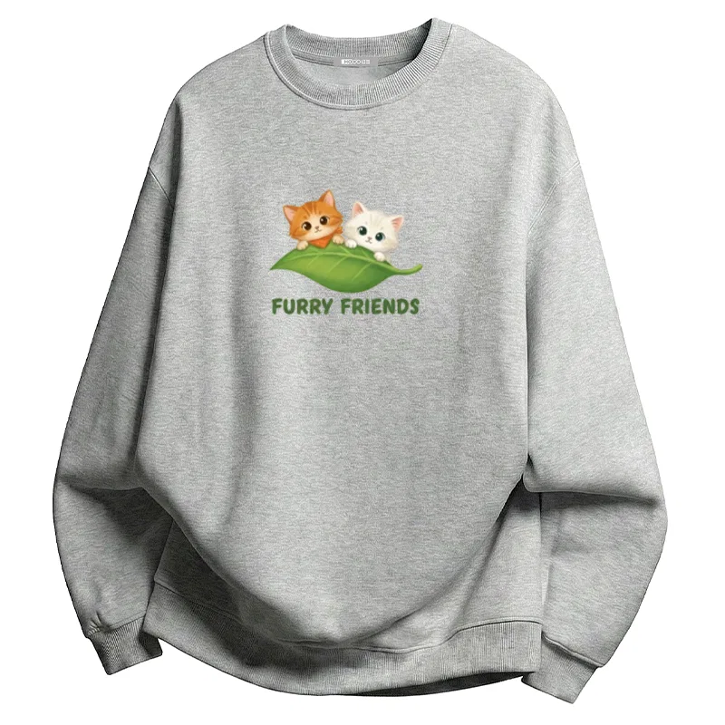 Детский пуловер с двойным принтом кошек Red bean, Light Gray
