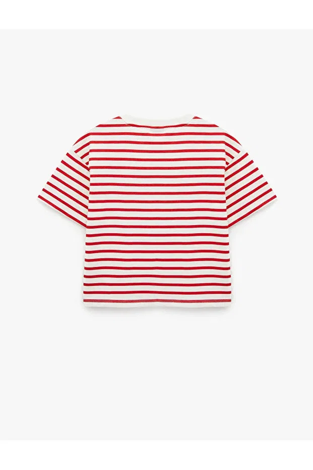 Детская футболка для девочек с принтом Minnie Mouse Koton, Red Striped — фото 2