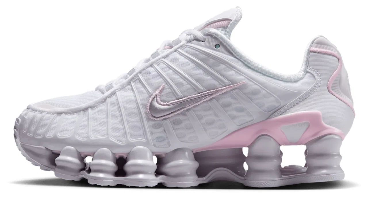 Детские кроссовки для мальчиков Nike Shox TL, White Metallic Silver Pink Foam — фото 2