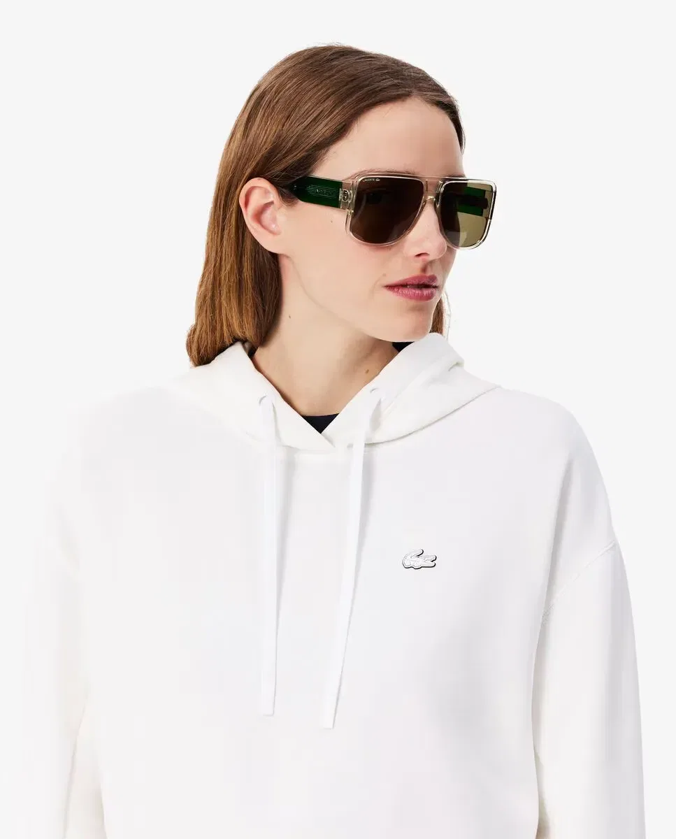 Худи Lacoste Blanco с капюшоном, базовый стиль, белый — фото 3