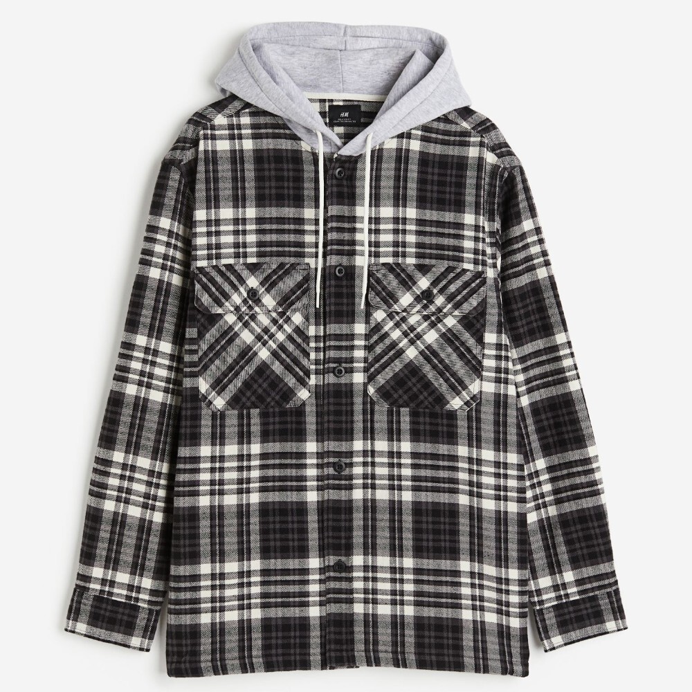 

Куртка рубашка H&M Relaxed Fit Hooded, темно-серый