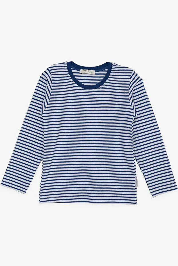 Детская футболка с длинным рукавом в полоску Breeze, Dark Blue