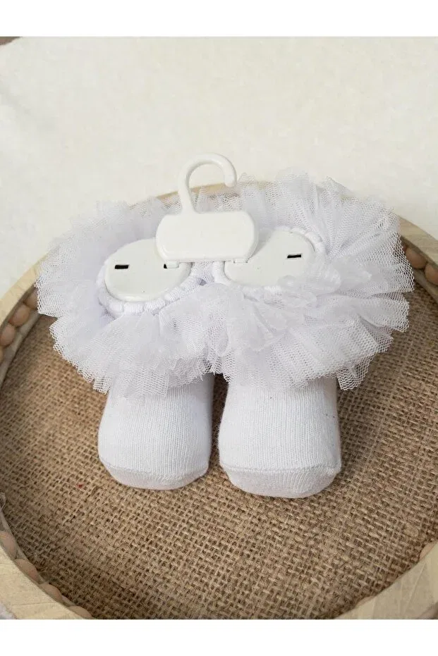 Детские носки для девочек хлопковые с рваным эффектом Babexi, White