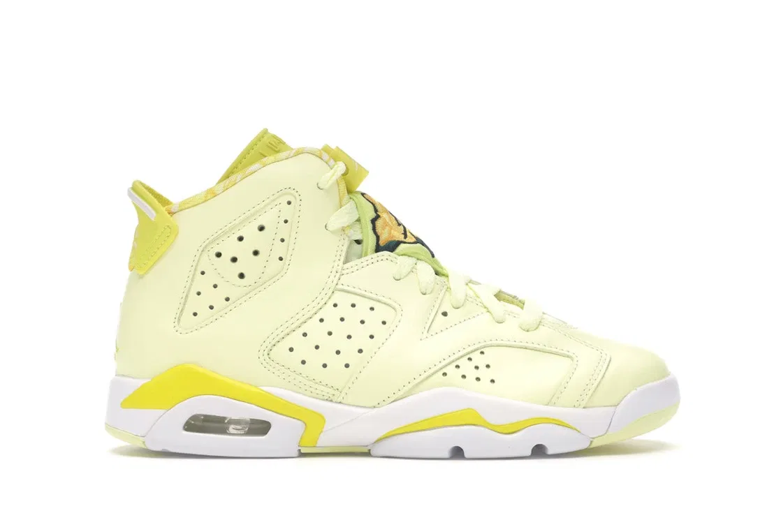 Детские кроссовки Lifestyle с цветочным принтом Jordan 6 Retro, Citron Tint/Dynamic Yellow-Black-White