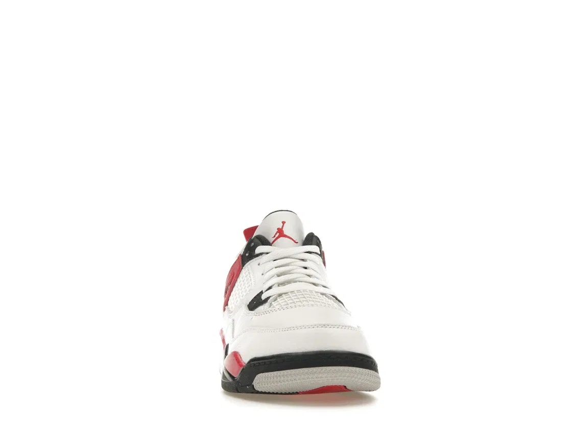 Детские кроссовки с верхом из кожи White/Fire Red/Black/Neutral Grey Jordan 4 Retro Jordan, White/Fire Red/Black/Neutral Grey — фото 2