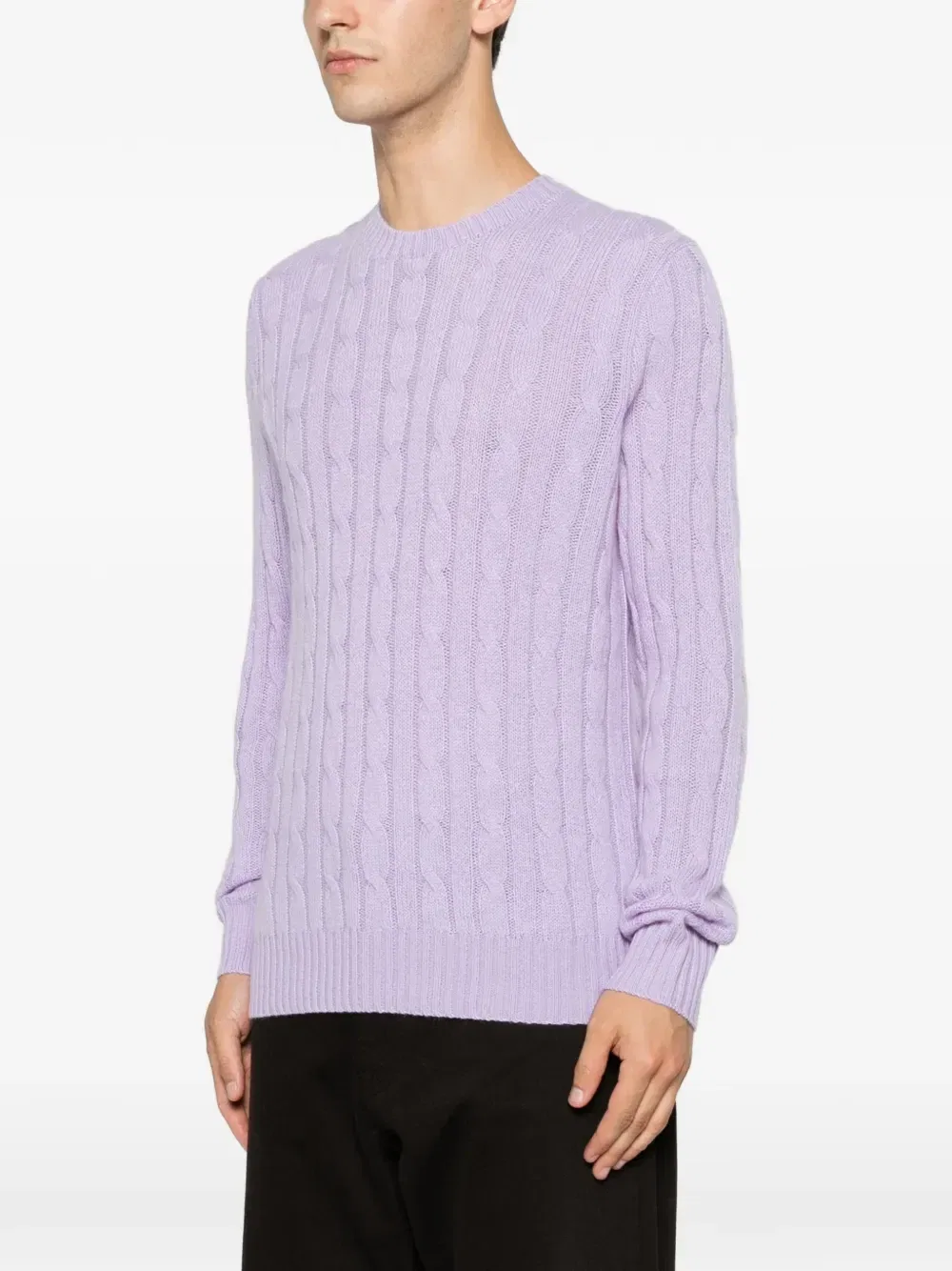 Вязаный свитер с косами Polo Ralph Lauren, фиолетовый — фото 3