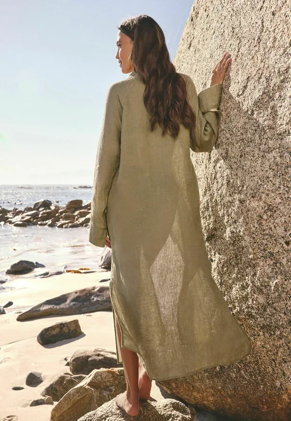 Рубашка из льна Beach accessory Next, khaki green, зеленый/хаки — фото 3