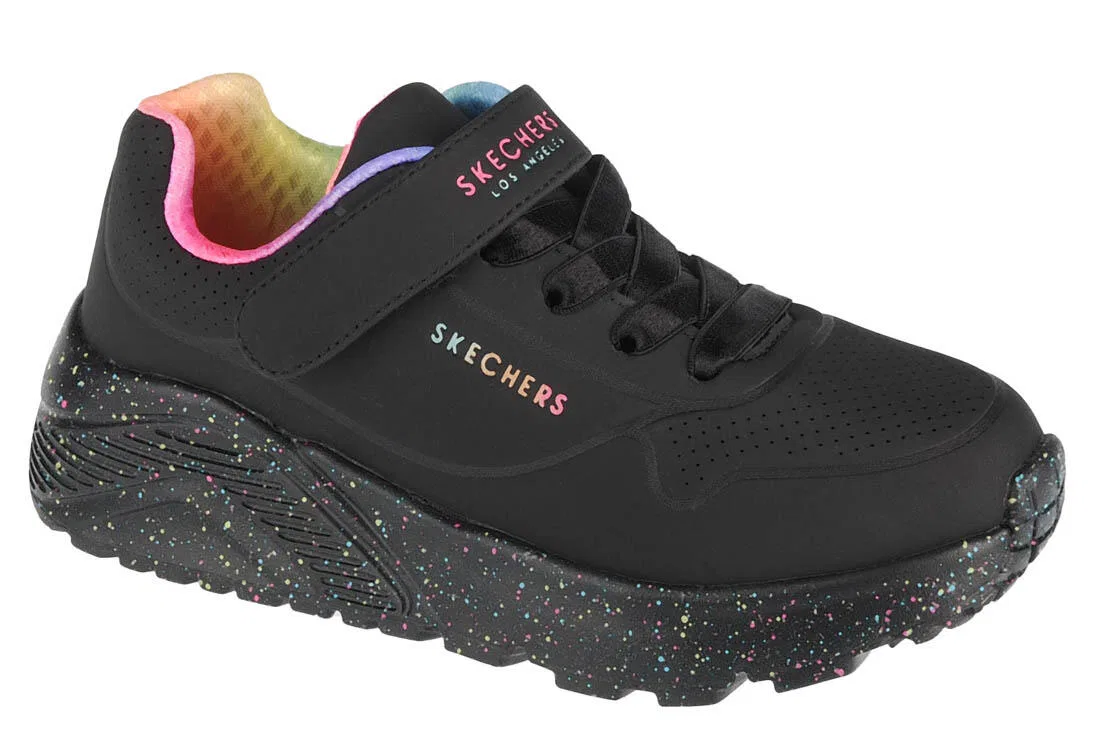 Детские кроссовки для девочек с принтом Uno Lite Rainbow Specks Skechers, Schwarz