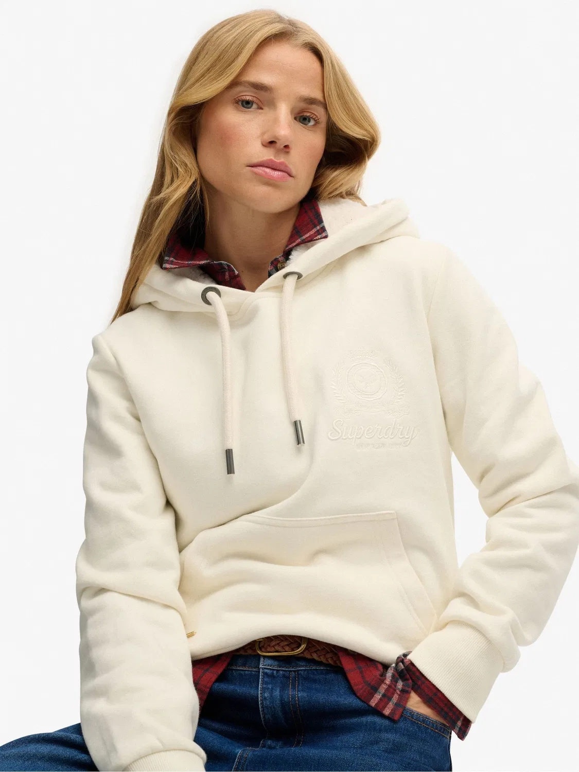 Худи оверсайз Relaxed Hoodie Superdry, кремовый