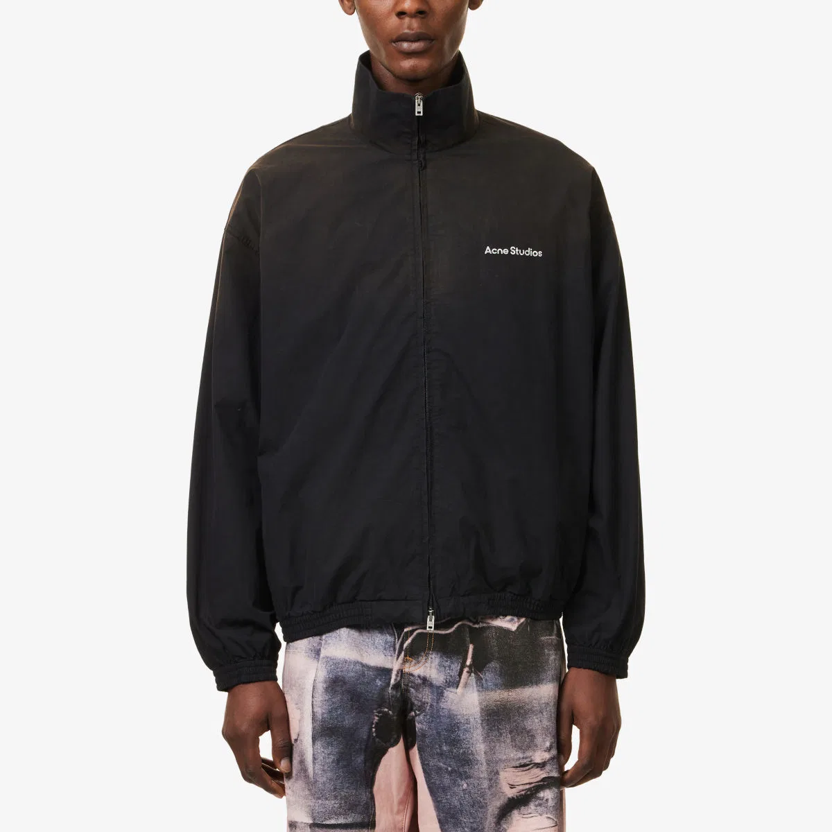 Хлопковая куртка с логотипом и карманами на молнии Acne Studios, черный — фото 3