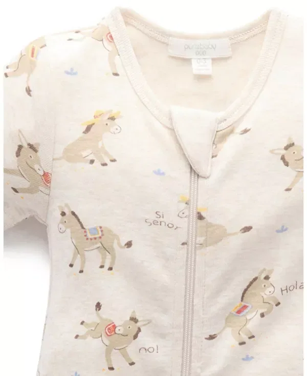 Детский комбинезон с коротким рукавом с принтом Purebaby, Si Senor Print — фото 3