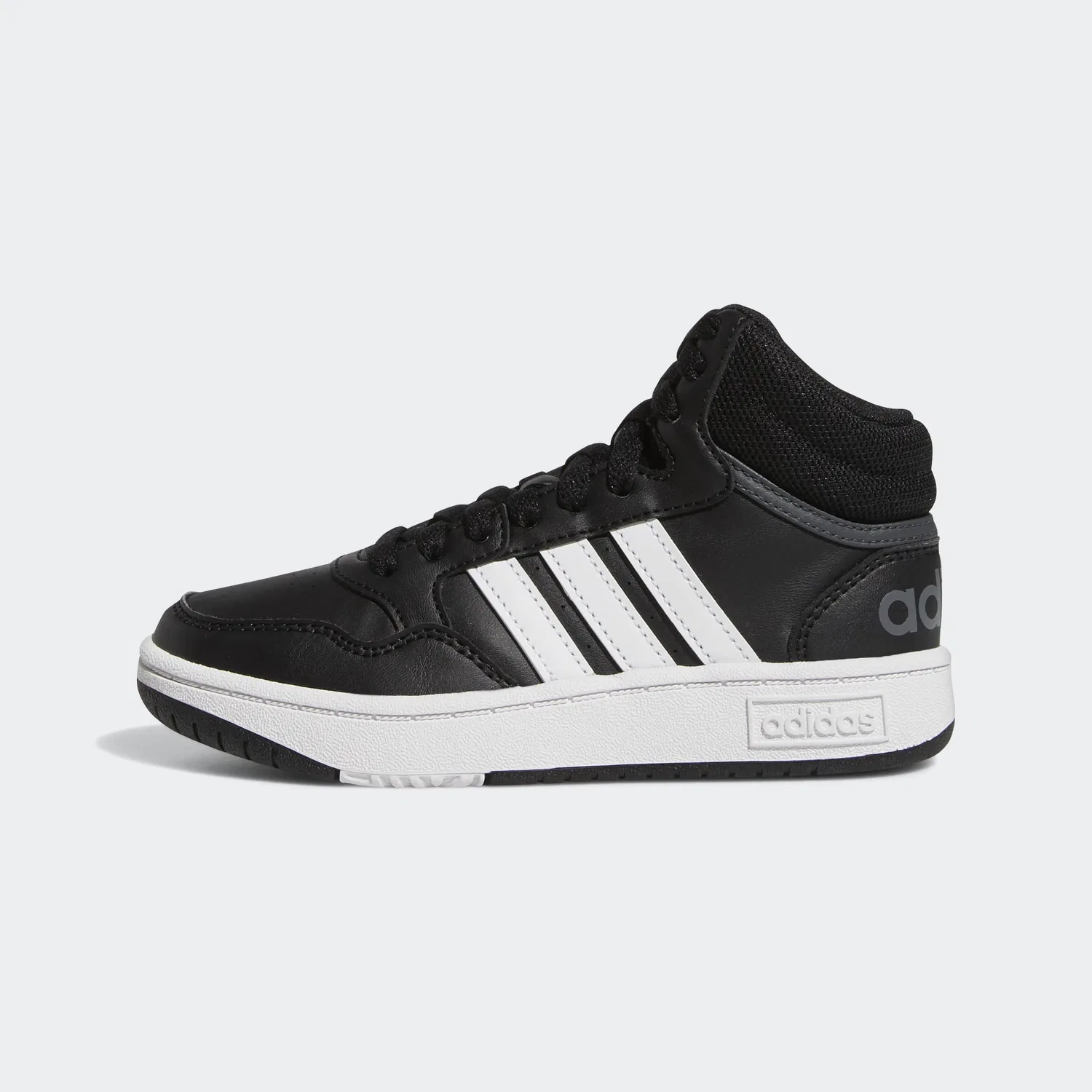 Детские кроссовки для мальчиков и девочек Adidas, Hoops Mid, Core Black Cloud White Grey Six — фото 2
