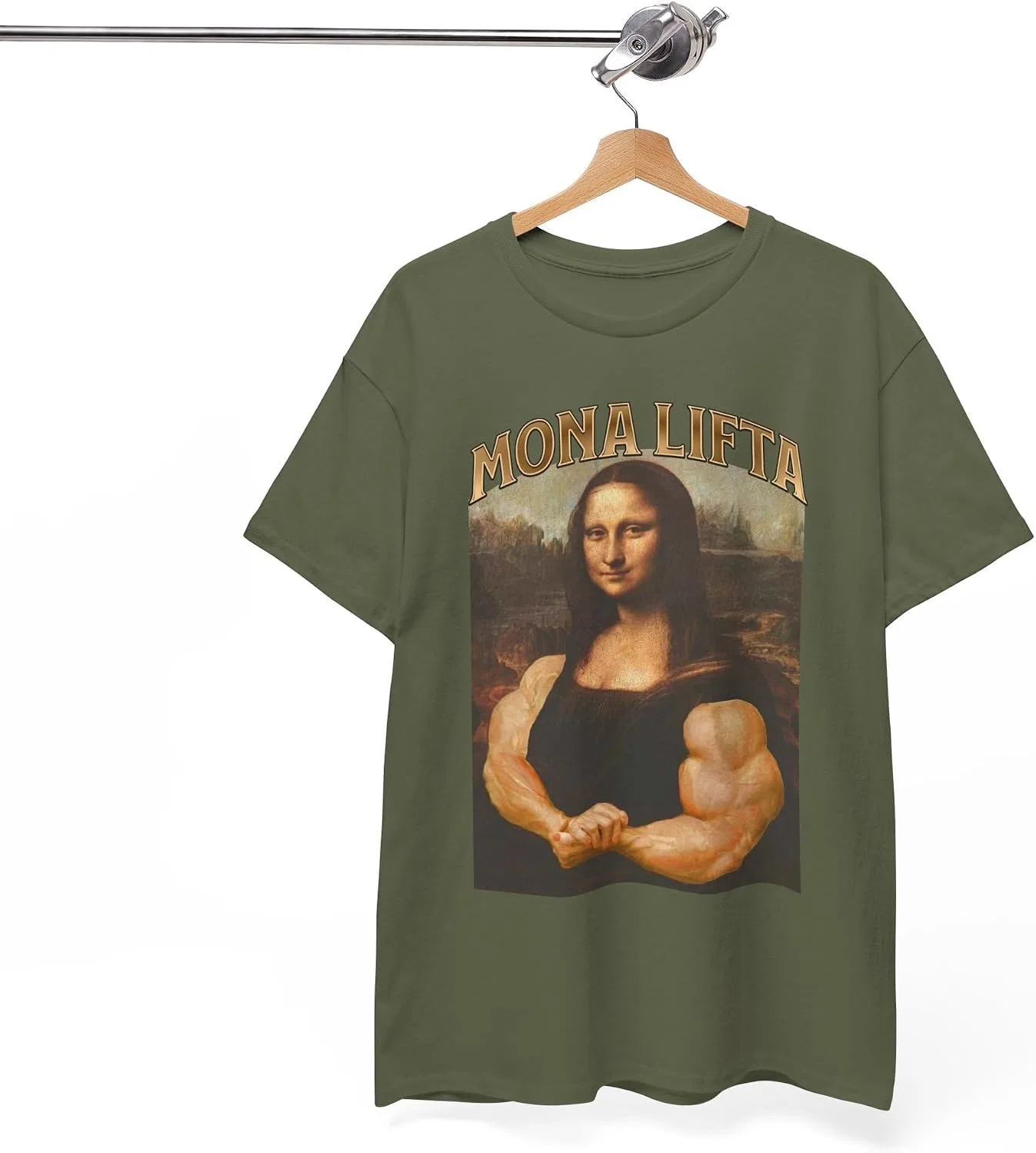 Футболка с принтом Mona Lifta Gildan 5000, Military Green — фото 4