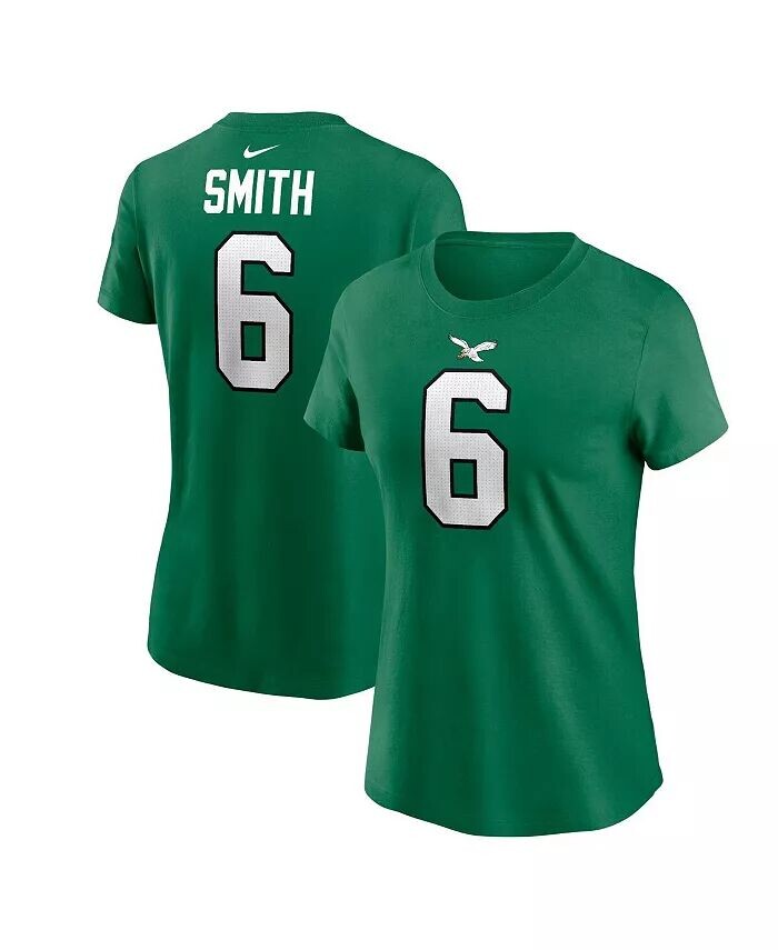 

Женская футболка De Vonta Smith Kelly Green Philadelphia Eagles с именем и номером игрока Nike, зеленый