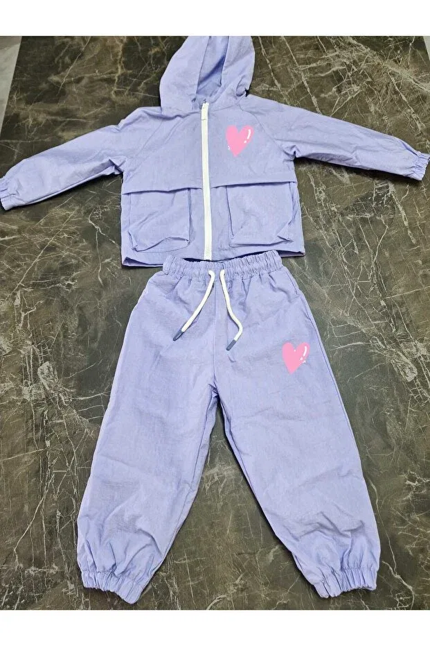 Детский спортивный комплект для девочек на молнии Parachute fabric tracksuit set Bloom Kids Store, Purple — фото 3