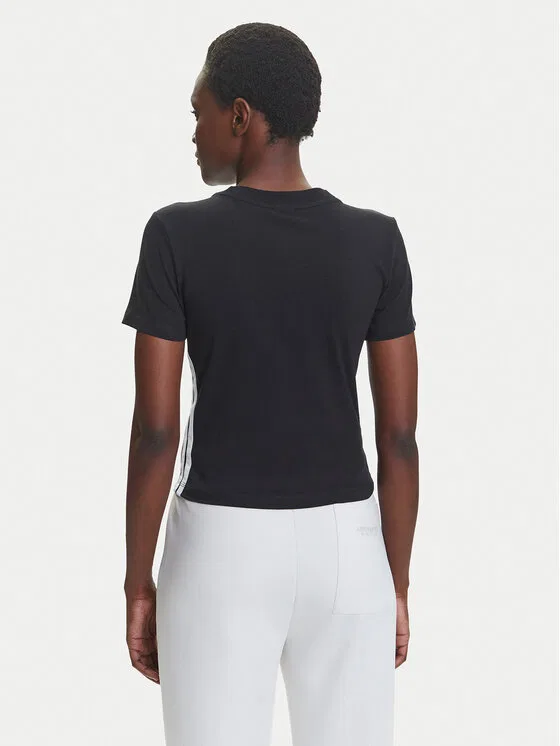 Футболка slim fit Essentials 3-Stripes Adidas, черный — фото 3