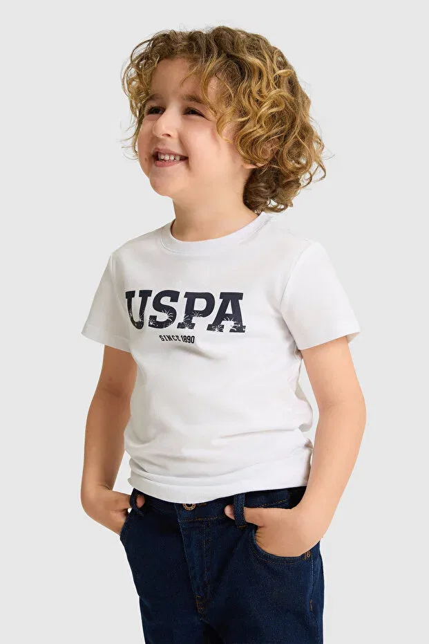 Детская хлопковое футболка для мальчиков U.S. Polo Assn., White — фото 3