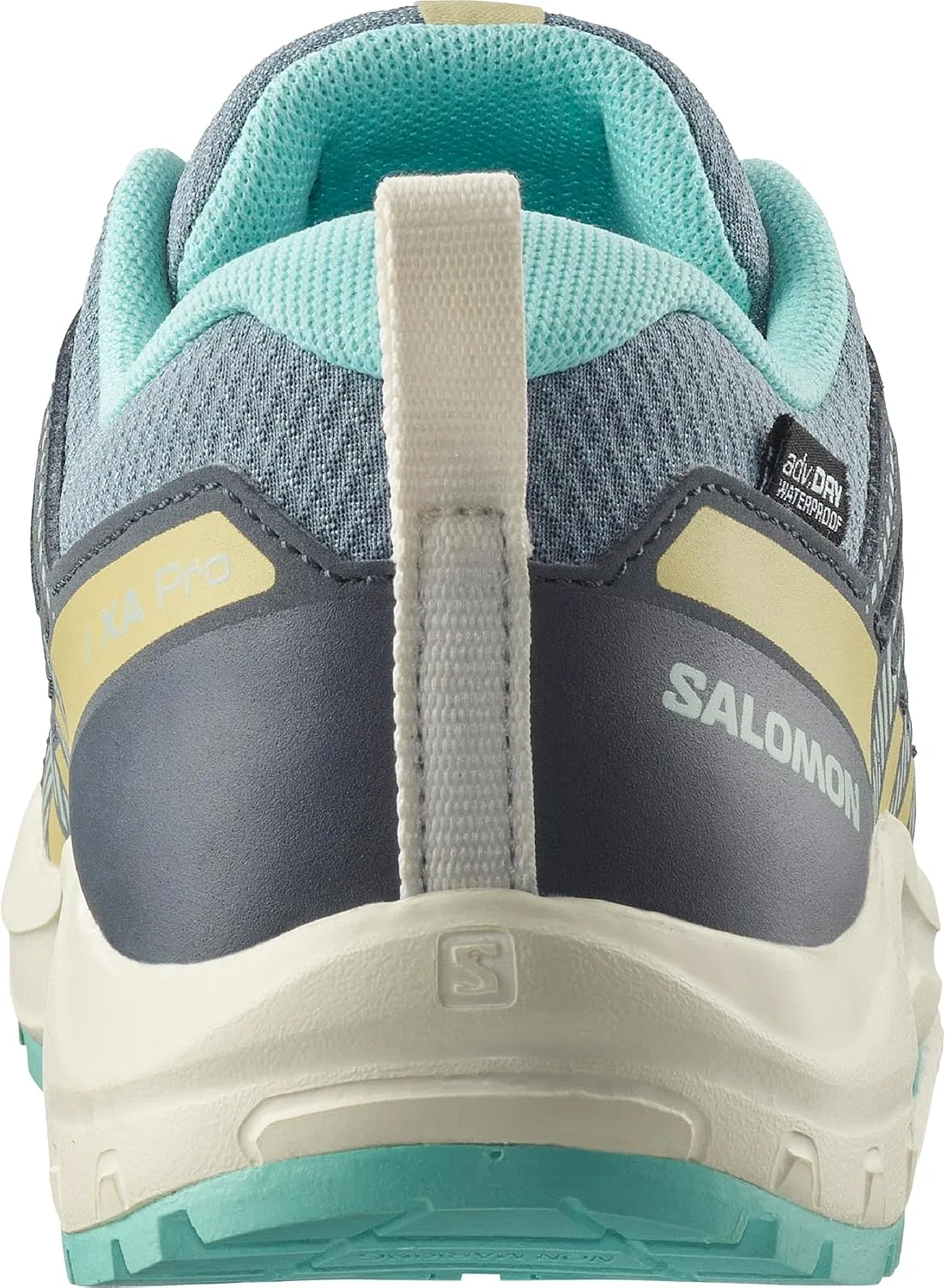 Детские кроссовки для бега по бездорожью XA Pro V8 Mid Waterproof Salomon, Trooper/Turbulence/Aruba Blue — фото 3