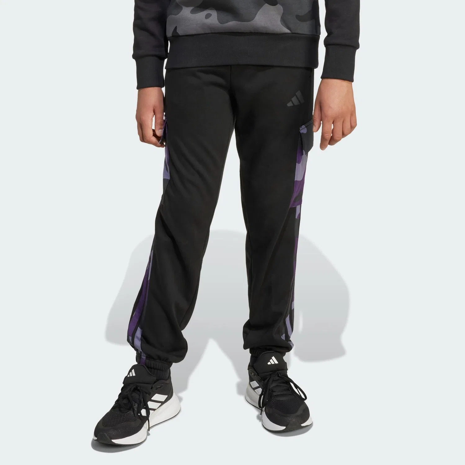 Детские штаны карго из футера Seasonal Essentials Camo Adidas, Schwarz Weiss