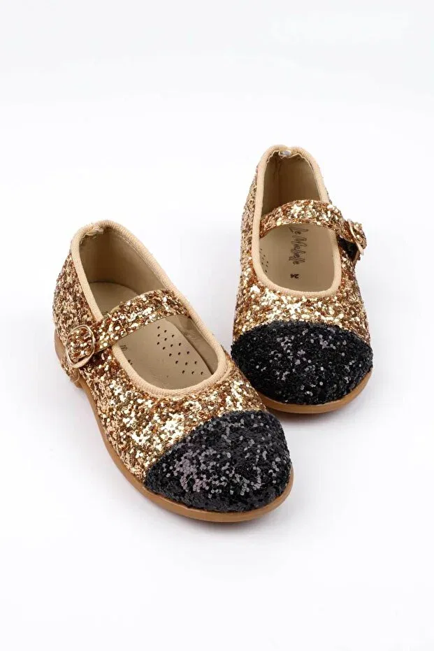 Детские туфли для девочек с пайетками Le Mabelle, Gold