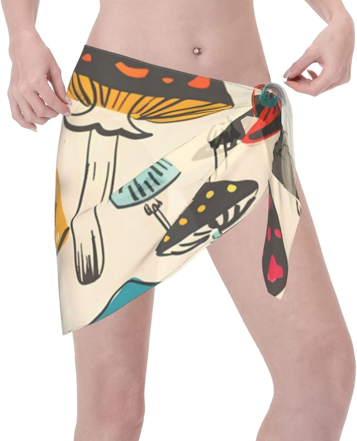 Женская пляжная накидка-саронг с принтом, Green And Navy Print, Mushroom Butt 8 — фото 3