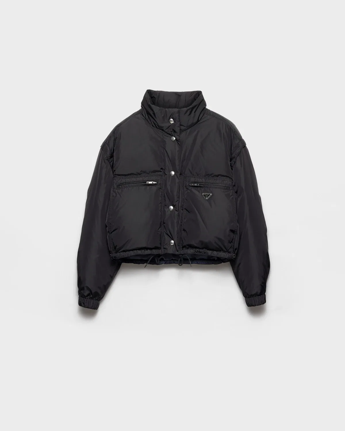 Укороченная пуховая куртка с капюшоном Re-Nylon Prada, черный