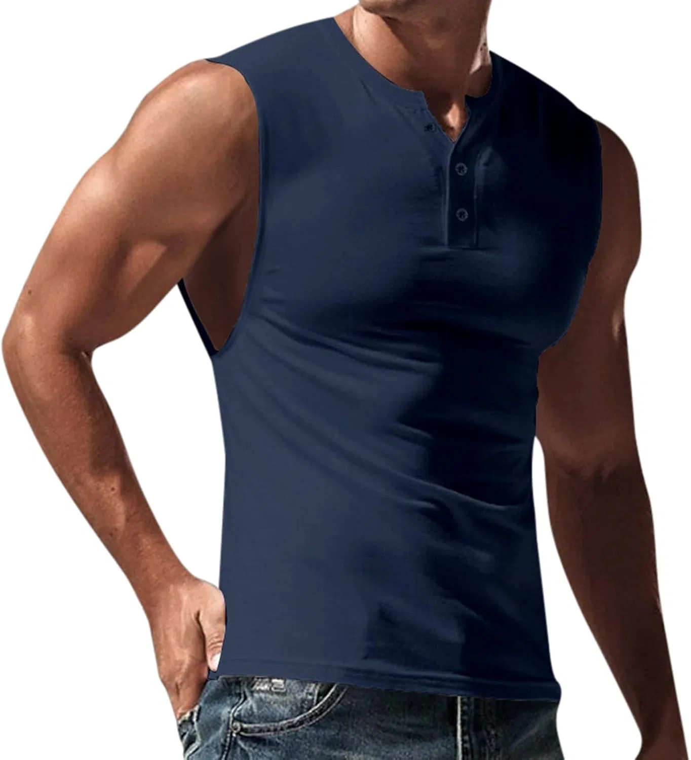 Мужская майка-борцовка без рукавов для тренировок, Navy