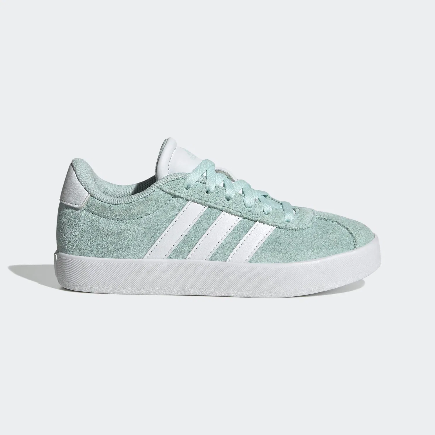 Детские кроссовки из замши с амортизацией VL Court 3.0 Adidas, Halo Mint/Ftwr White/Core Black — фото 2