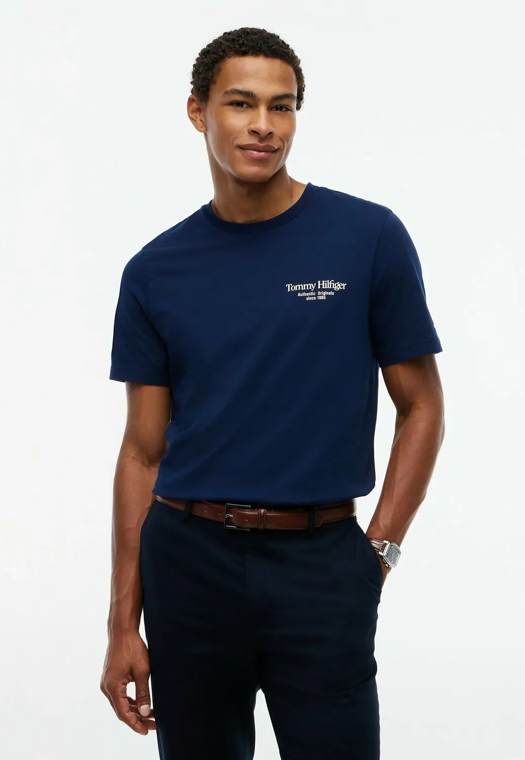 Футболка с круглым вырезом и логотипом на спине - футболка с принтом Tommy Hilfiger, Carbon Navy — фото 3