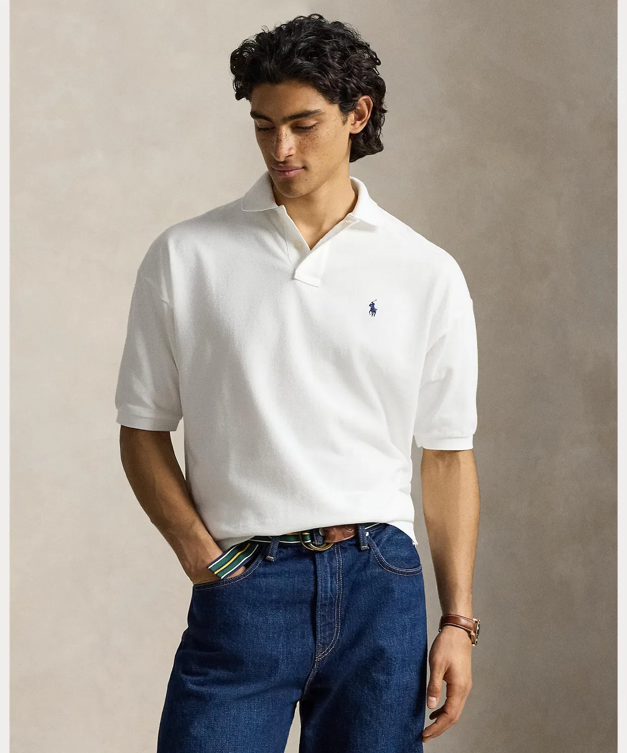 Мужская поло из сетки с коротким рукавом Relaxed Fit Mesh Polo POLO RALPH LAUREN, White