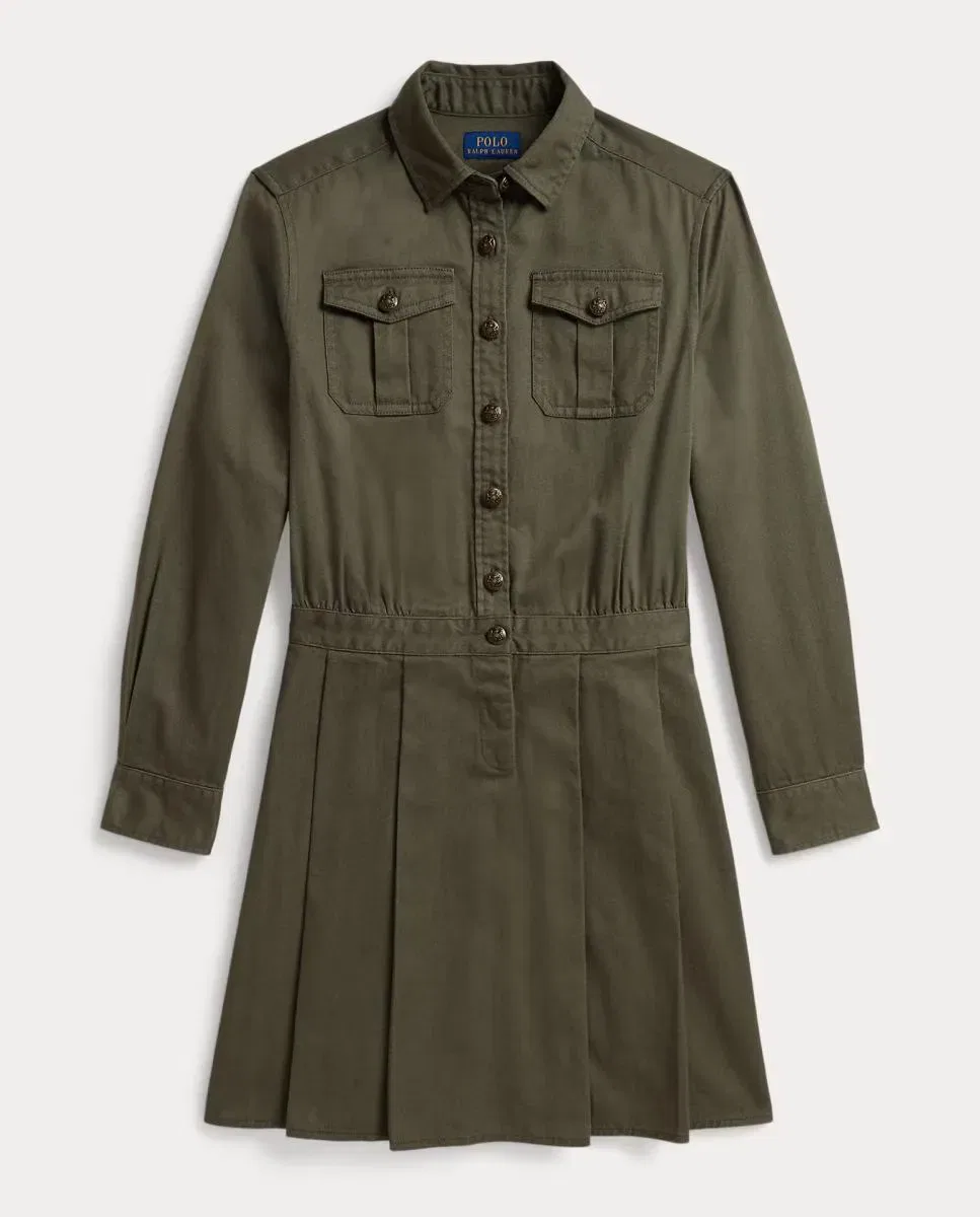 Детское платье для девочек хлопковое Polo Ralph Lauren, Verde Militar