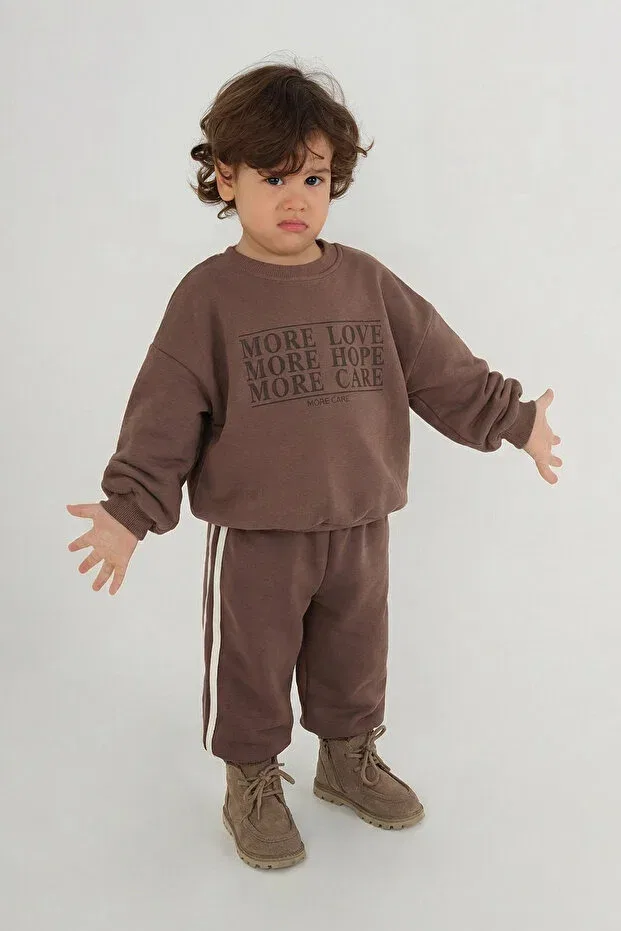 Детские спортивные штаны для мальчиков в полоску Mioma Kids, Brown — фото 2