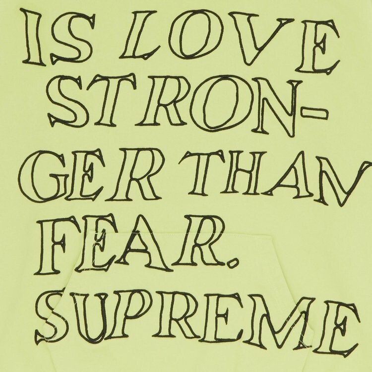 Толстовка Supreme Stronger Than Fear Hooded Sweatshirt 'Lime', желтый — фото 3